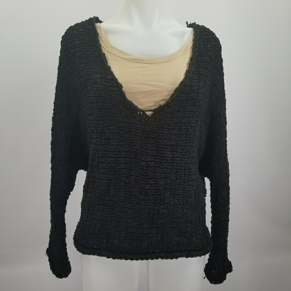 Free People Dolphin Bay v-neck batwing sweater xs